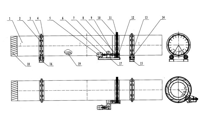回轉(zhuǎn)滾筒烘干機結(jié)構(gòu)圖